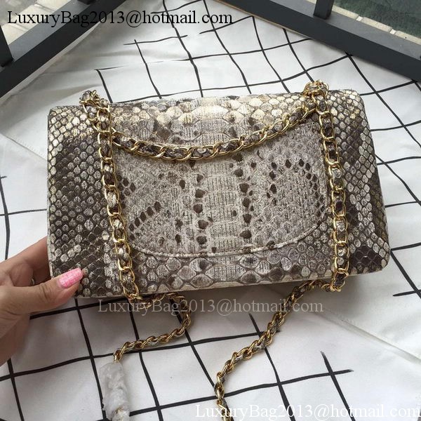 Chanel 2.55 Series Flap Bags OffWhite Original Python Leather A1112SA Gold