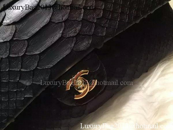 Chanel 2.55 Series Flap Bags Original Snake Leather A1112SA Black
