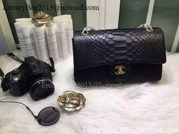 Chanel 2.55 Series Flap Bags Original Snake Leather A1112SA Black