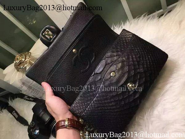 Chanel 2.55 Series Flap Bags Original Snake Leather A1112SA Black
