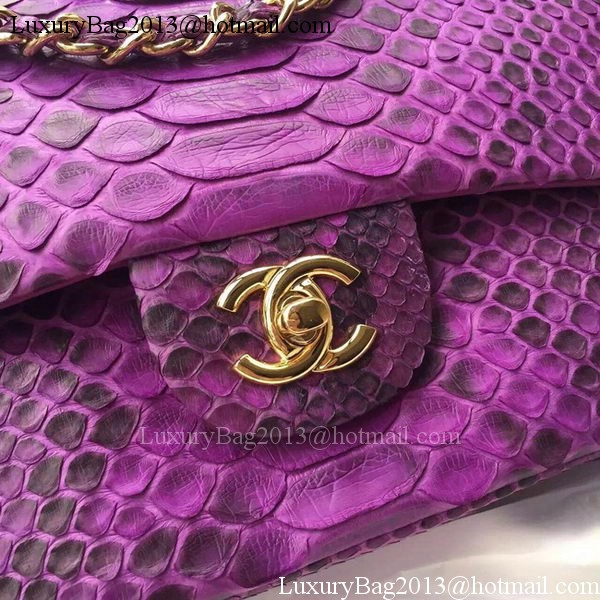 Chanel 2.55 Series Flap Bags Peach Pink Original Python Leather A1112SA Gold