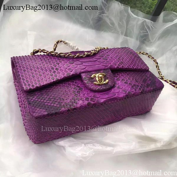 Chanel 2.55 Series Flap Bags Peach Pink Original Python Leather A1112SA Gold