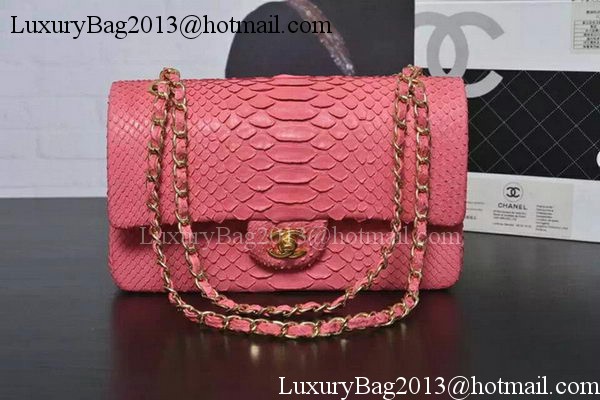 Chanel 2.55 Series Flap Bags Pink Original Python Leather A1112SA Gold