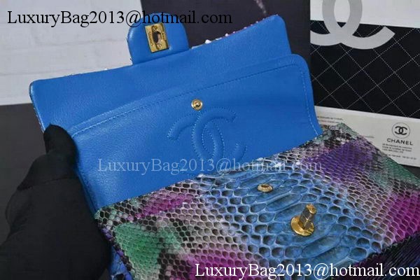Chanel 2.55 Series Flap Bags Purple&Blue Original Python Leather A1112SA Gold