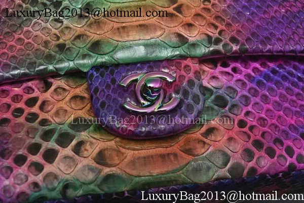 Chanel 2.55 Series Flap Bags Purple Original Python Leather A1112SA Gold