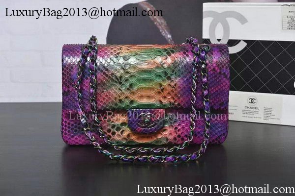 Chanel 2.55 Series Flap Bags Purple Original Python Leather A1112SA Gold
