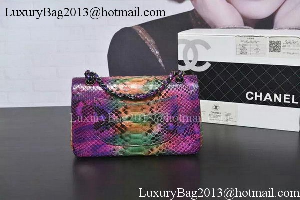 Chanel 2.55 Series Flap Bags Purple Original Python Leather A1112SA Gold