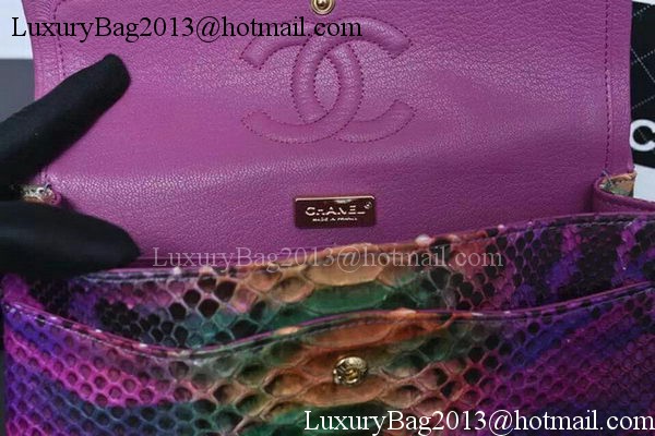 Chanel 2.55 Series Flap Bags Purple Original Python Leather A1112SA Gold