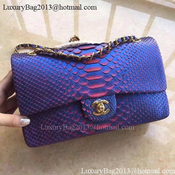 Chanel 2.55 Series Flap Bags RoyalBlue Original Python Leather A1112SA Gold