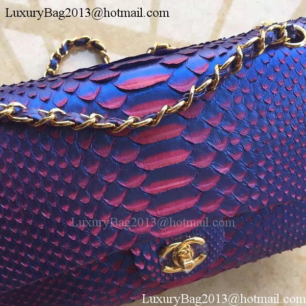 Chanel 2.55 Series Flap Bags RoyalBlue Original Python Leather A1112SA Gold