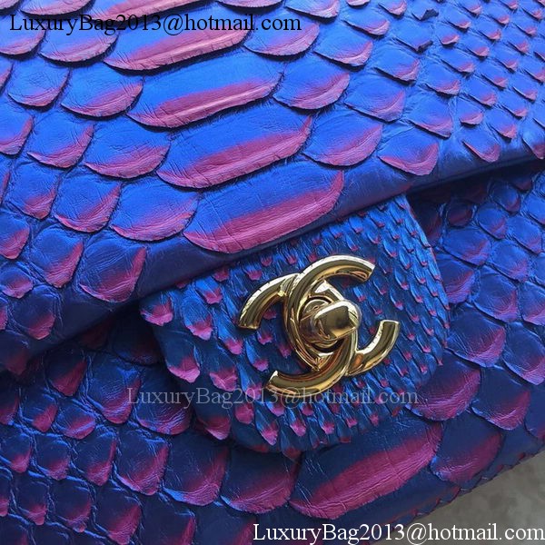Chanel 2.55 Series Flap Bags RoyalBlue Original Python Leather A1112SA Gold