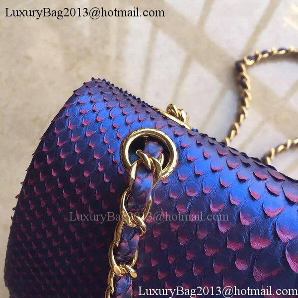 Chanel 2.55 Series Flap Bags RoyalBlue Original Python Leather A1112SA Gold