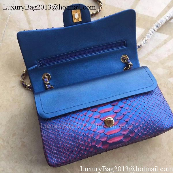 Chanel 2.55 Series Flap Bags RoyalBlue Original Python Leather A1112SA Gold