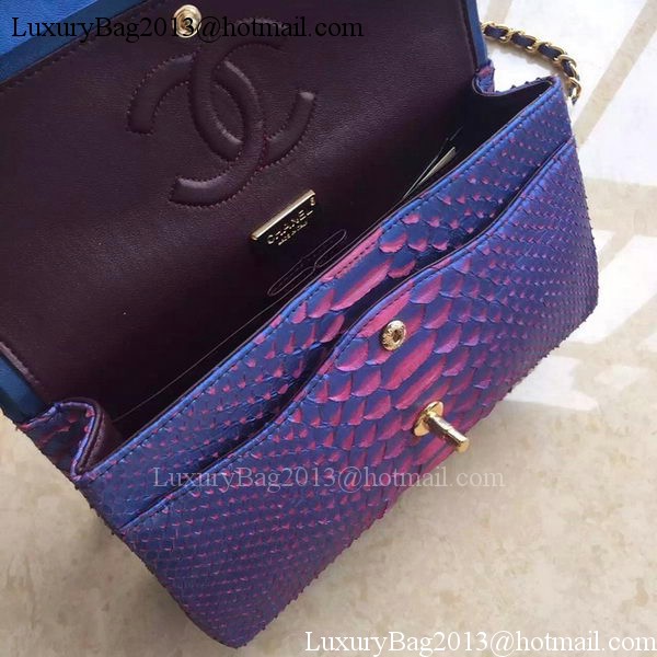Chanel 2.55 Series Flap Bags RoyalBlue Original Python Leather A1112SA Gold