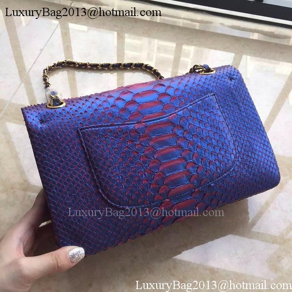 Chanel 2.55 Series Flap Bags RoyalBlue Original Python Leather A1112SA Gold