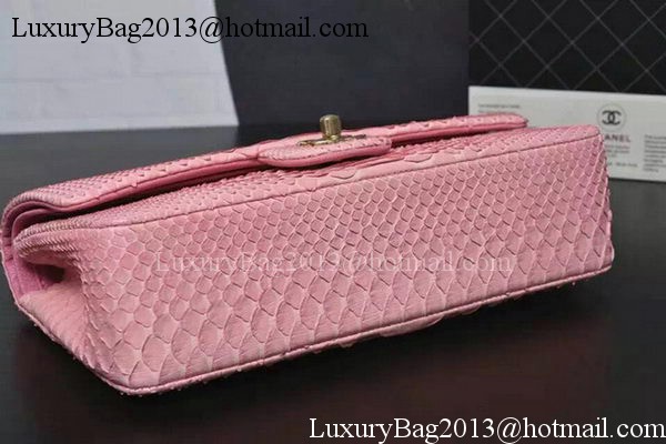 Chanel 2.55 Series Flap Bags Sakura Pink Original Python Leather A1112SA Gold