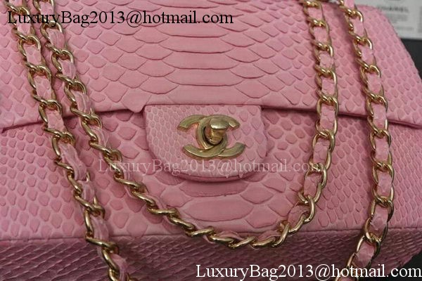 Chanel 2.55 Series Flap Bags Sakura Pink Original Python Leather A1112SA Gold