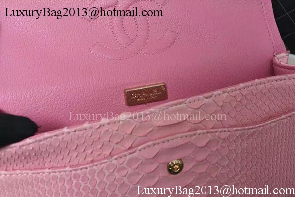 Chanel 2.55 Series Flap Bags Sakura Pink Original Python Leather A1112SA Gold