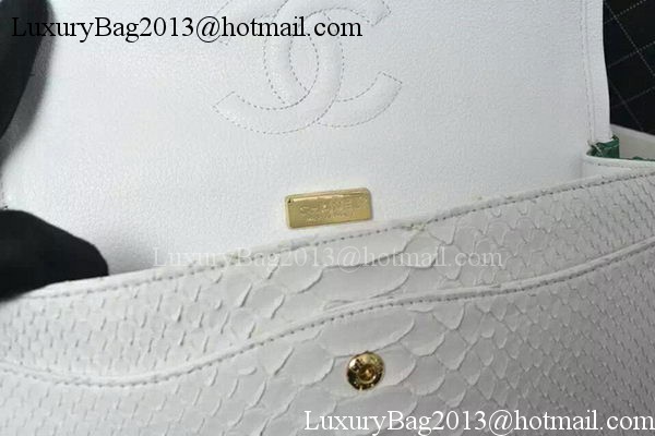 Chanel 2.55 Series Flap Bags Yellow&White&Green Original Python Leather A1112SA Gold