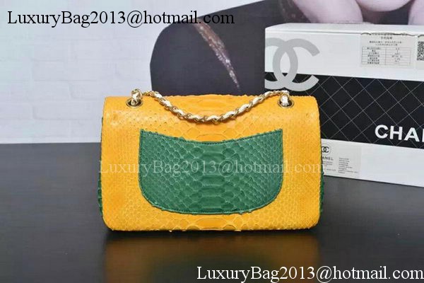 Chanel 2.55 Series Flap Bags Yellow&White&Green Original Python Leather A1112SA Gold