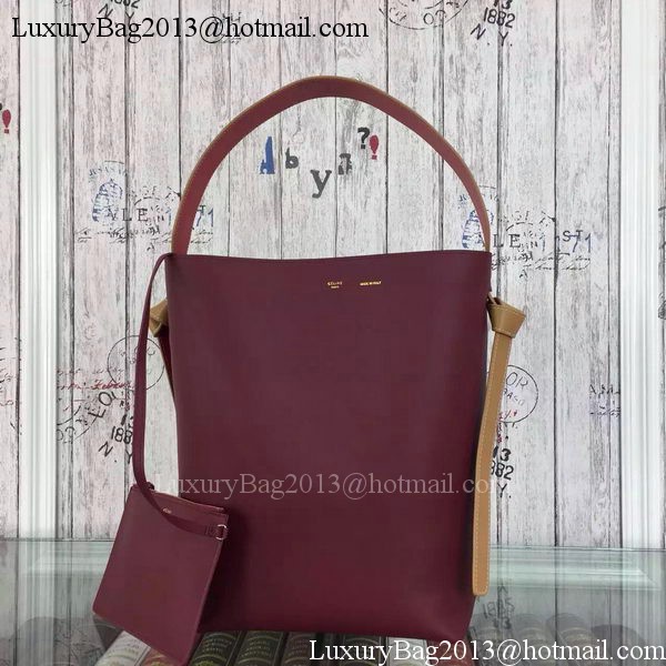 CELINE Twisted Cabas Bag C16211 Burgundy&Black