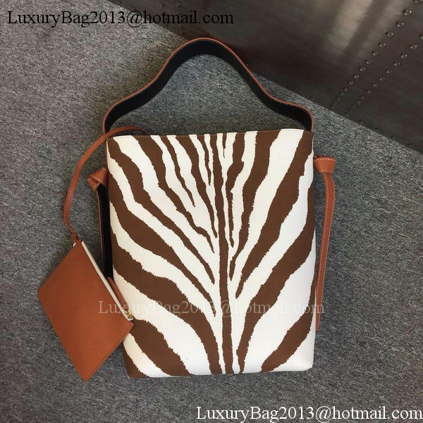 CELINE Twisted Cabas Bag C16211 Wheat&ZEBRA