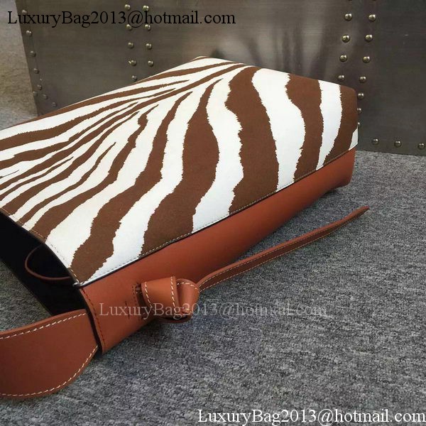 CELINE Twisted Cabas Bag C16211 Wheat&ZEBRA