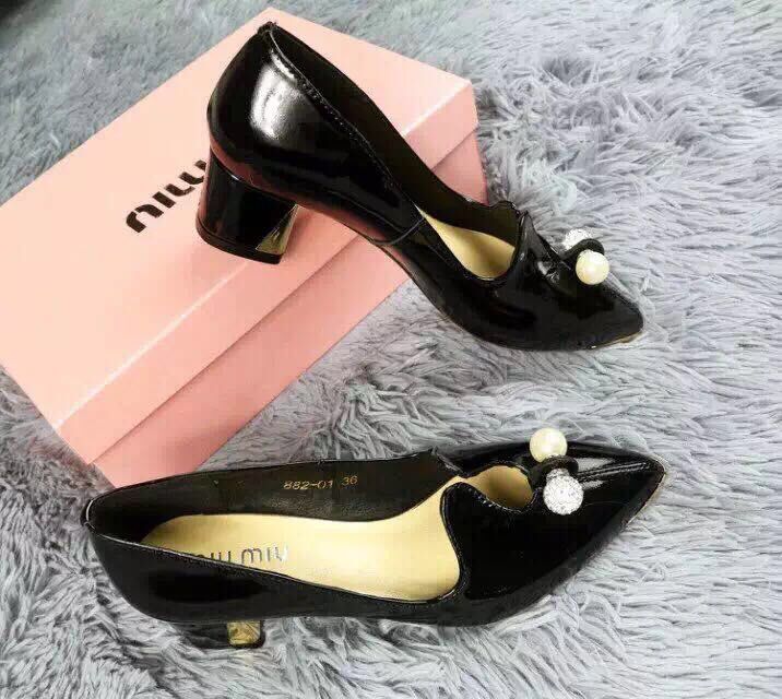 miu miu Patent Leather Flat MM392 Black