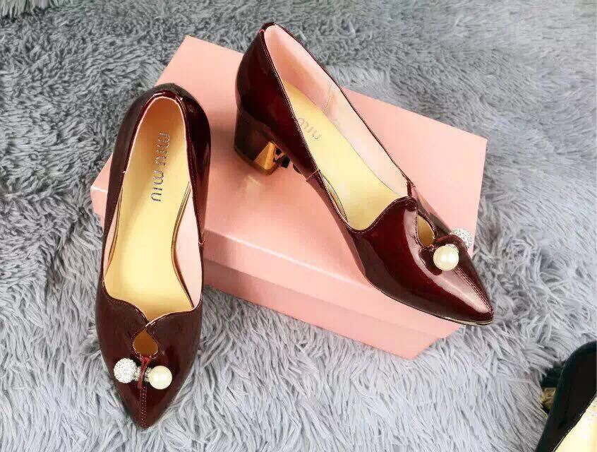 miu miu Patent Leather Flat MM392 Burgundy