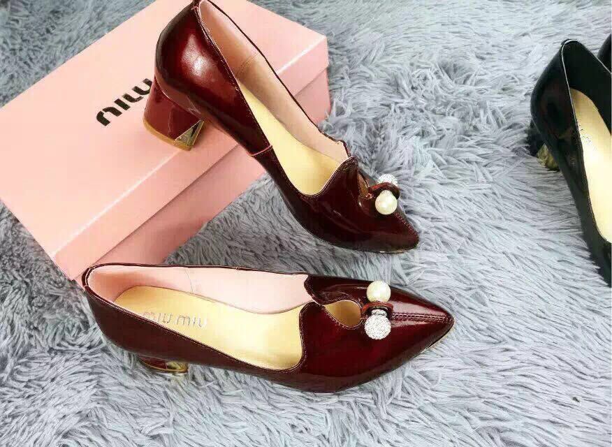 miu miu Patent Leather Flat MM392 Burgundy