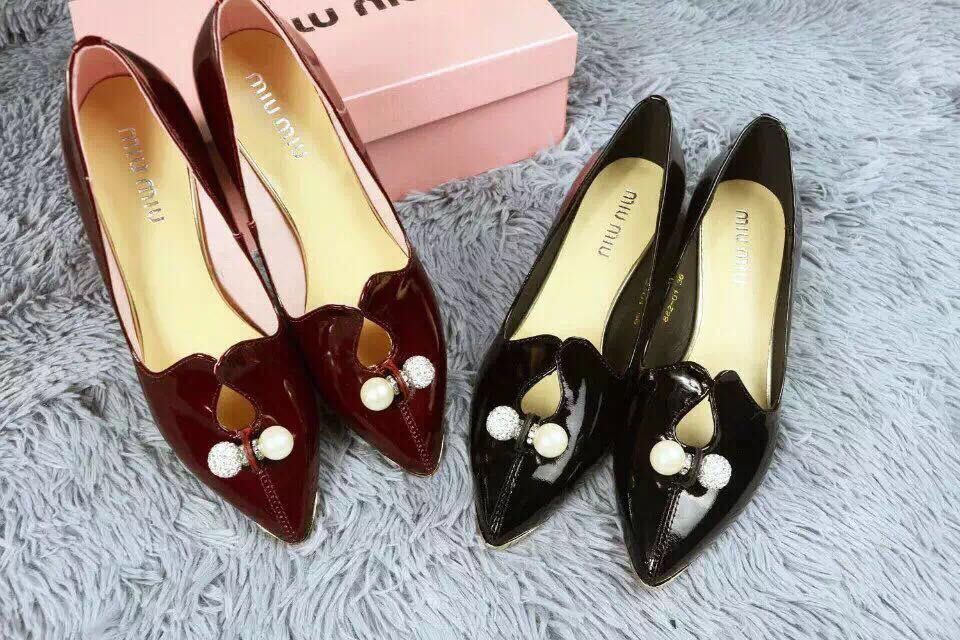 miu miu Patent Leather Flat MM392 Burgundy