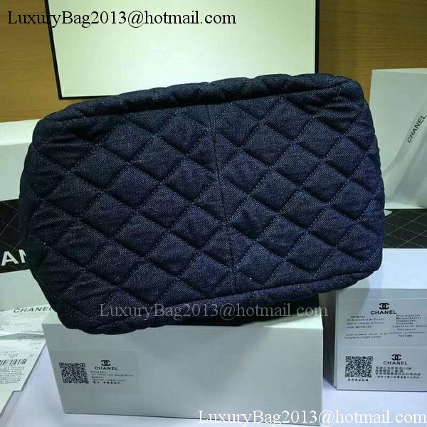 Chanel Blue Denim Fabric Hobo Bag A91136 Silver