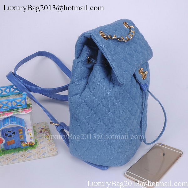Chanel Denim Fabric Backpack A91121 Light Blue