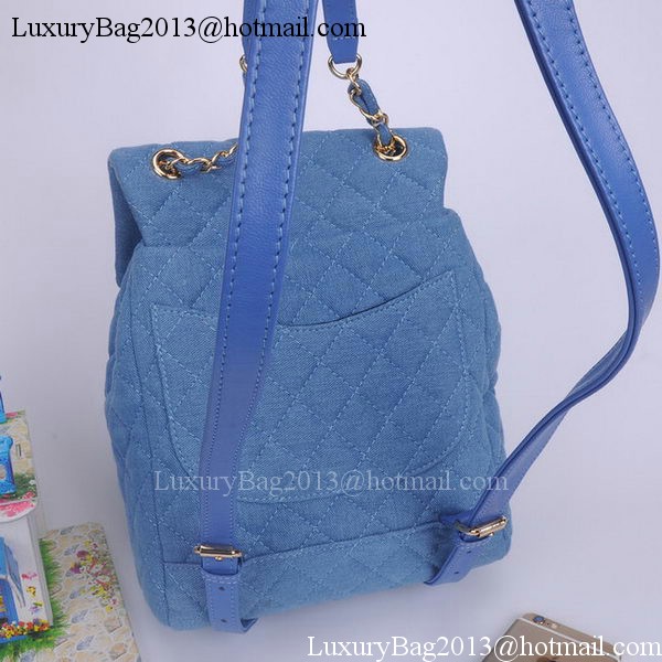 Chanel Denim Fabric Backpack A91121 Light Blue