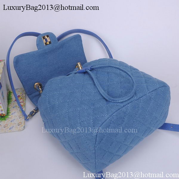 Chanel Denim Fabric Backpack A91121 Light Blue