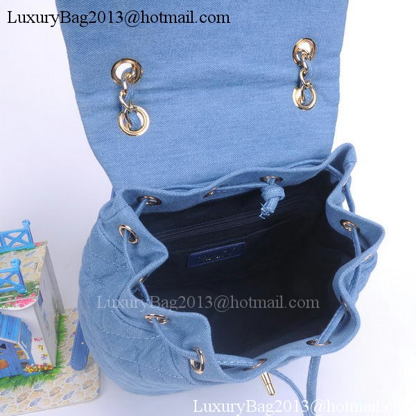 Chanel Denim Fabric Backpack A91121 Light Blue