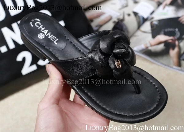 Chanel Thong Sandal Leather CH1684 Black