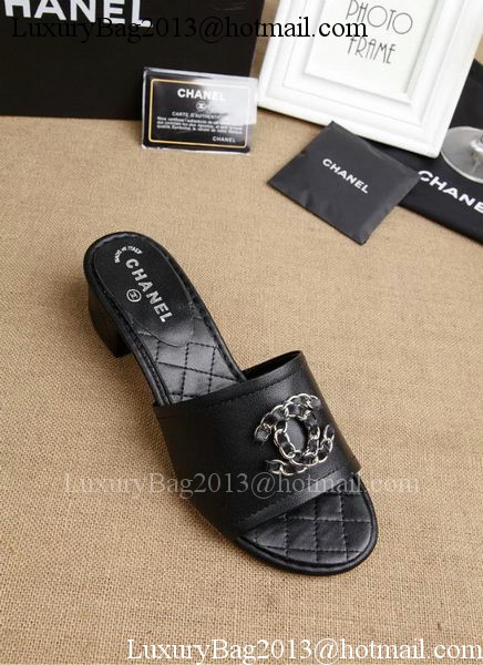 Chanel Slipper Leatehr CH1710 Black