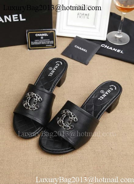 Chanel Slipper Leatehr CH1710 Black