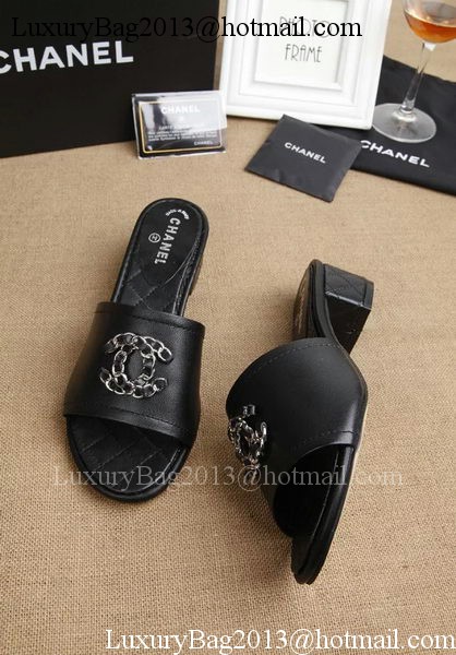 Chanel Slipper Leatehr CH1710 Black