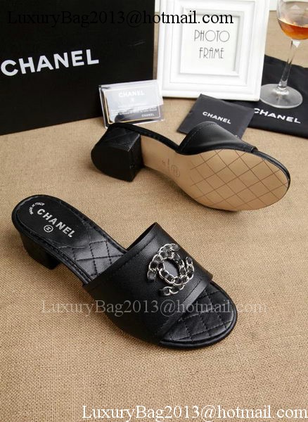 Chanel Slipper Leatehr CH1710 Black