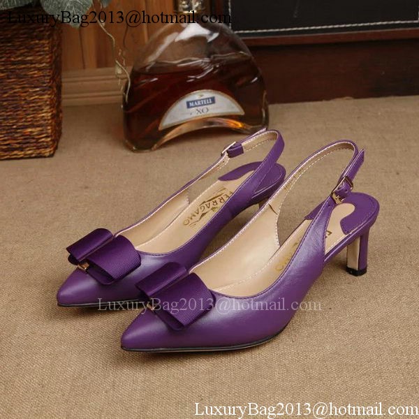 Ferragamo 50mm Pump Leather FL893 Purple