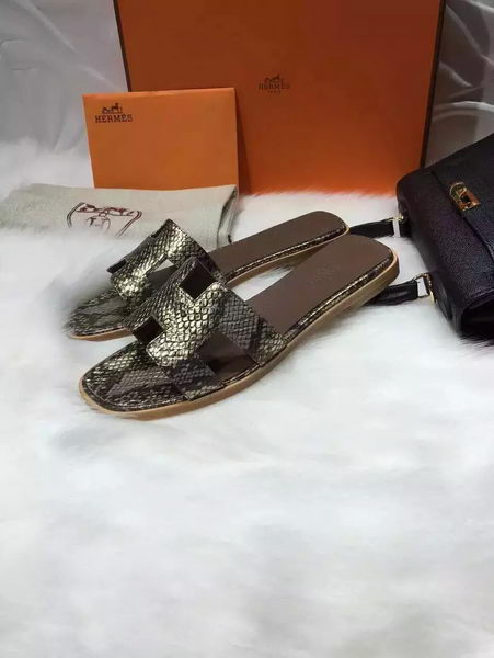 Hermes Slippers Leather HO663 Gold