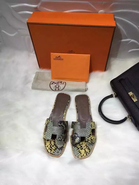 Hermes Slippers Leather HO663 Yellow