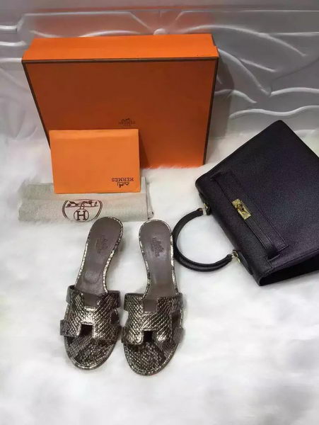 Hermes Slippers Leather HO669 Gold