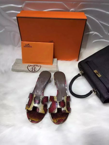 Hermes Slippers Leather HO669 Red