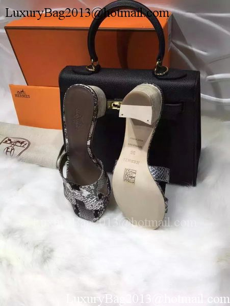 Hermes Slippers Leather HO669 Silver