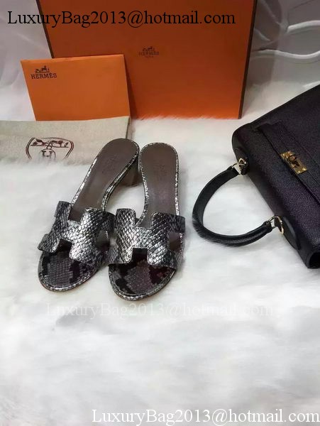 Hermes Slippers Leather HO669 Silver