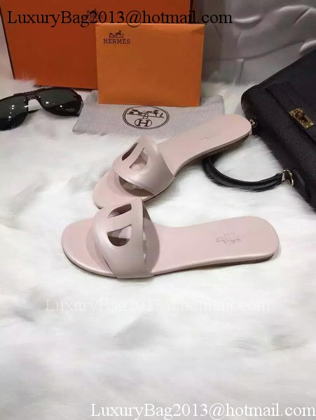 Hermes Slippers Leather HO675 Apricot