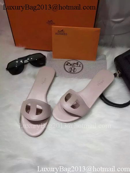 Hermes Slippers Leather HO675 Apricot